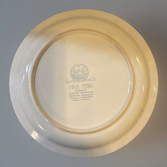 Vtg Vina Fera Radiance 7.5” Fruit Floral Pattern Blue Trim Salad Plate Japan - Picture 3 of 3
